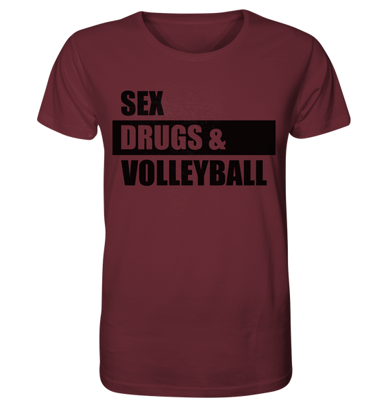N.O.S.W. BLOCK Fanblock Shirt "SEX, DRUGS & VOLLEYBALL" Männer Organic T-Shirt weinrot