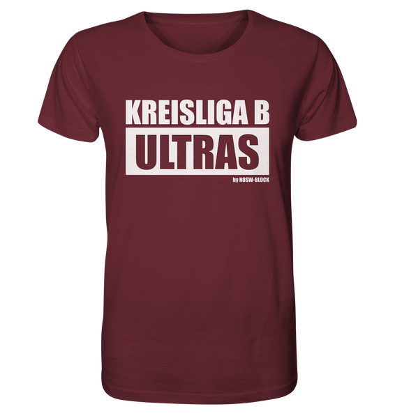 N.O.S.W. BLOCK Ultras Shirt "KREISLIGA B ULTRAS" Männer Organic T-Shirt weinrot