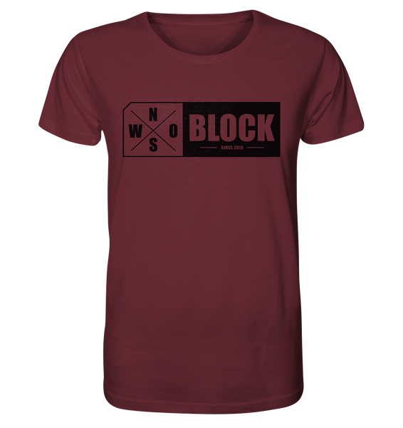 N.O.S.W. BLOCK Logo Shirt Männer Organic T-Shirt weinrot
