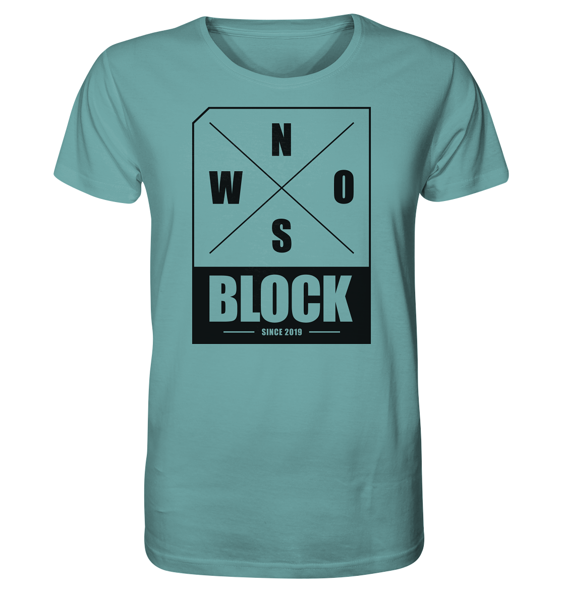 N.O.S.W. BLOCK Logo Shirt Männer Organic T-Shirt citadel blau