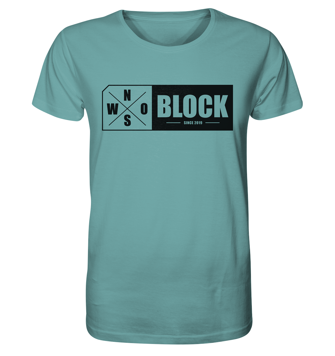N.O.S.W. BLOCK Logo Shirt Männer Organic T-Shirt citadel blue