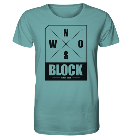 N.O.S.W. BLOCK Logo Shirt Männer Organic T-Shirt citadel blau
