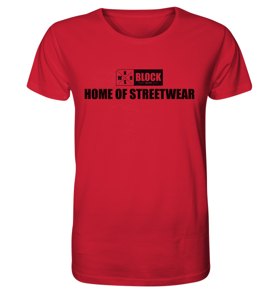 N.O.S.W. BLOCK Shirt "HOME OF STREETWEAR" Männer Organic Rundhals T-Shirt rot