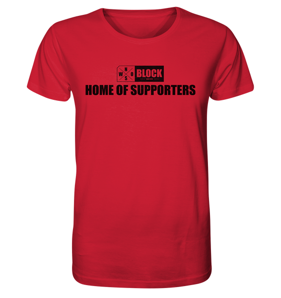 N.O.S.W. BLOCK Shirt "HOME OF SUPPORTERS" Männer Organic Rundhals T-Shirt rot