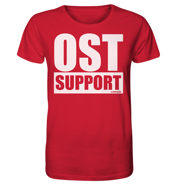 N.O.S.W. BLOCK Fanblock Shirt "OST SUPPORT" Männer Organic Rundhals T-Shirt rot