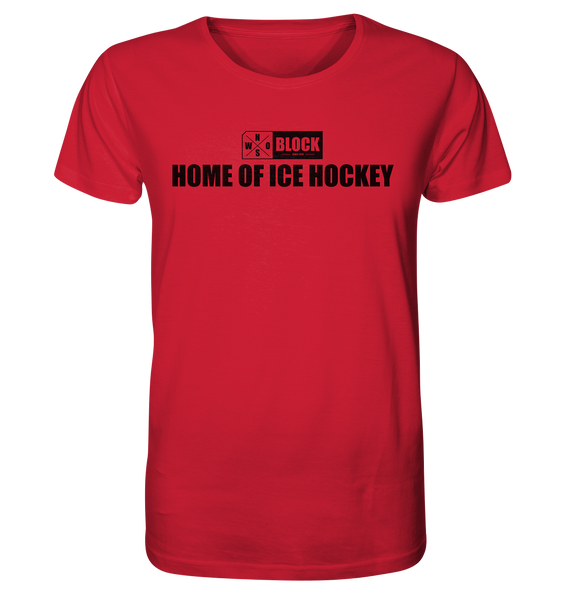 N.O.S.W. BLOCK Shirt "HOME OF ICE HOCKEY" Männer Organic Rundhals T-Shirt rot