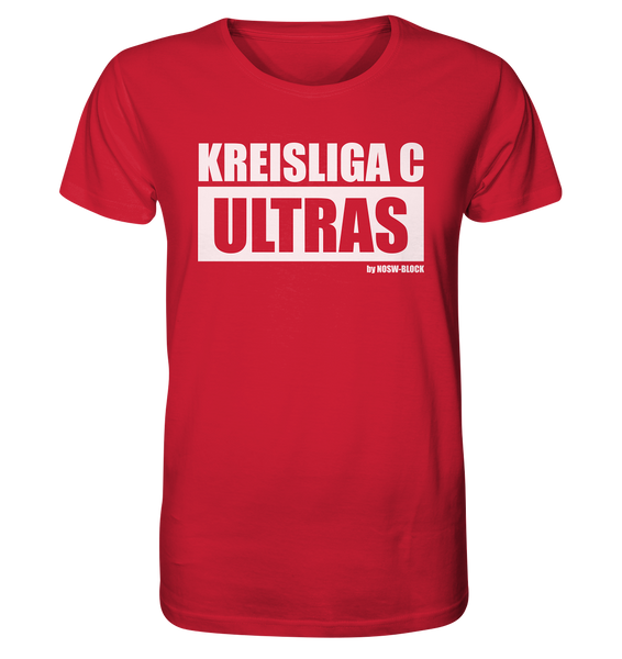 N.O.S.W. BLOCK Ultras Shirt "KREISLIGA C ULTRAS" Männer Organic Rundhals T-Shirt rot