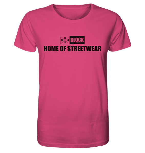 N.O.S.W. BLOCK Shirt "HOME OF STREETWEAR" Männer Organic Rundhals T-Shirt magenta