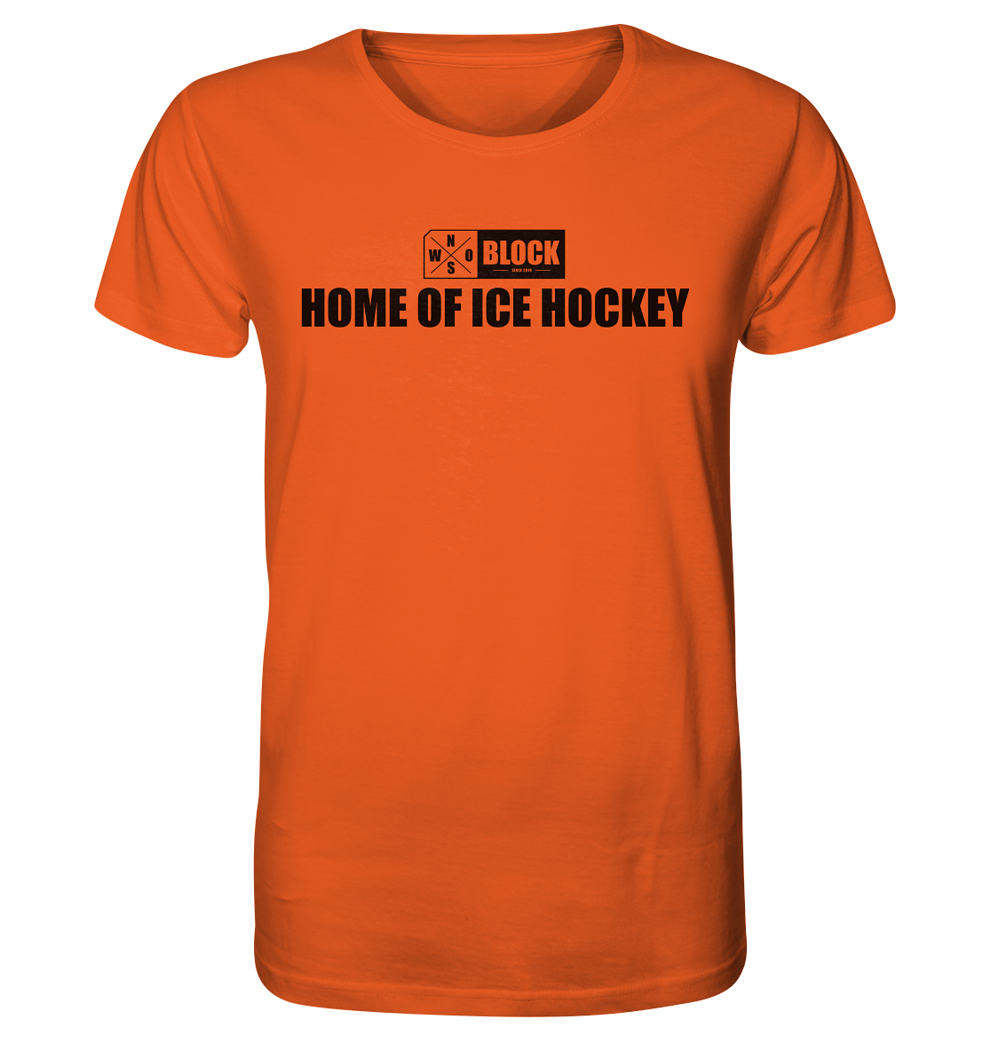 N.O.S.W. BLOCK Shirt "HOME OF ICE HOCKEY" Männer Organic Rundhals T-Shirt orange