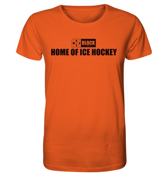 N.O.S.W. BLOCK Shirt "HOME OF ICE HOCKEY" Männer Organic Rundhals T-Shirt orange