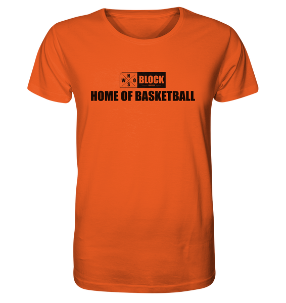 N.O.S.W. BLOCK Shirt "HOME OF BASKETBALL" Männer Organic Rundhals T-Shirt orange