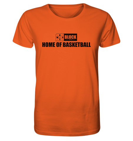 N.O.S.W. BLOCK Shirt "HOME OF BASKETBALL" Männer Organic Rundhals T-Shirt orange