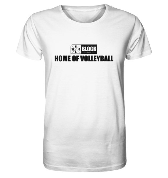 N.O.S.W. BLOCK Shirt "HOME OF VOLLEYBALL" Männer Organic Rundhals T-Shirt weiss