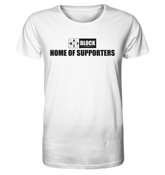 N.O.S.W. BLOCK Shirt "HOME OF SUPPORTERS" Männer Organic Rundhals T-Shirt weiss