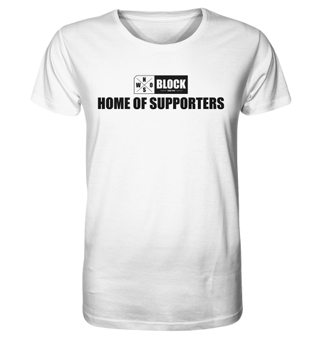 N.O.S.W. BLOCK Shirt "HOME OF SUPPORTERS" Männer Organic Rundhals T-Shirt weiss
