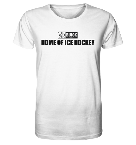 N.O.S.W. BLOCK Shirt "HOME OF ICE HOCKEY" Männer Organic Rundhals T-Shirt weiss