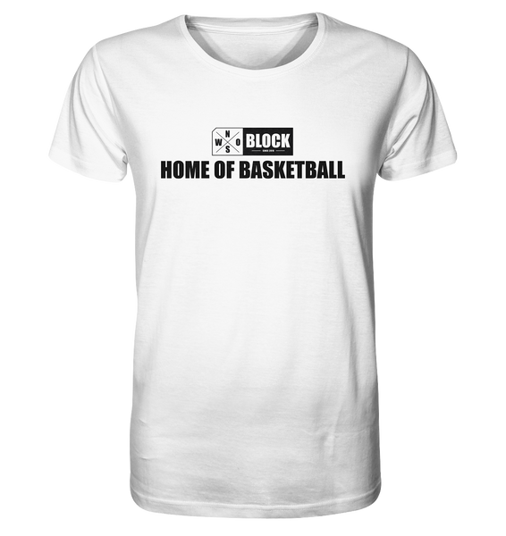 N.O.S.W. BLOCK Shirt "HOME OF BASKETBALL" Männer Organic Rundhals T-Shirt weiss