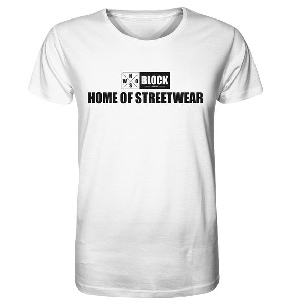 N.O.S.W. BLOCK Shirt "HOME OF STREETWEAR" Männer Organic Rundhals T-Shirt weiss