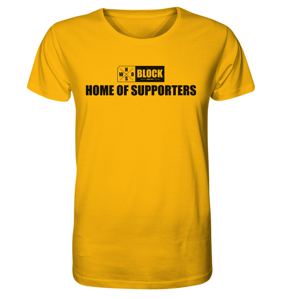 N.O.S.W. BLOCK Shirt "HOME OF SUPPORTERS" Männer Organic Rundhals T-Shirt gelb