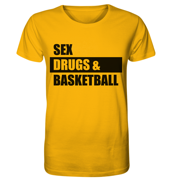 N.O.S.W. BLOCK Fanblock Shirt "SEX, DRUGS & BASKETBALL" Männer Organic T-Shirt gelb
