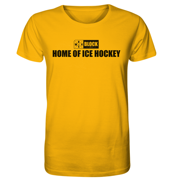 N.O.S.W. BLOCK Shirt "HOME OF ICE HOCKEY" Männer Organic Rundhals T-Shirt gelb