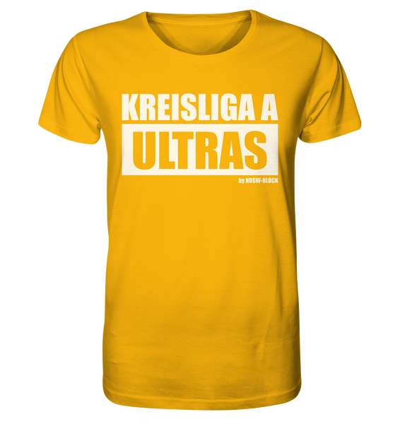 N.O.S.W. BLOCK Fanblock Ultras Shirt "KREISLIGA A ULTRAS" Männer Organic Rundhals T-Shirt gelb