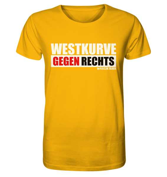 N.O.S.W. BLOCK Gegen Rechts Shirt "WESTKURVE GEGEN RECHTS" Männer Organic T-Shirt gelb