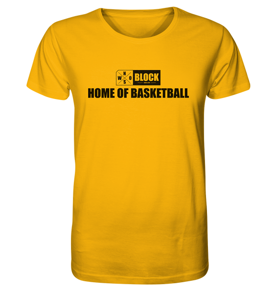 N.O.S.W. BLOCK Shirt "HOME OF BASKETBALL" Männer Organic Rundhals T-Shirt gelb