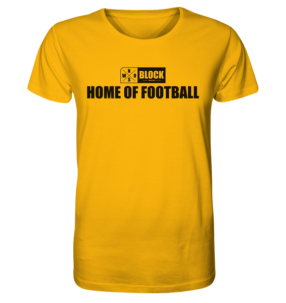 N.O.S.W. BLOCK Shirt "HOME OF FOOTBALL" Männer Organic Rundhals T-Shirt gelb