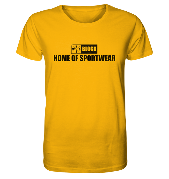N.O.S.W. BLOCK Shirt "HOME OF SPORTWEAR" Männer Organic T-Shirt gelb