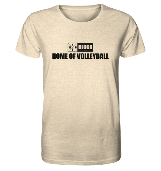N.O.S.W. BLOCK Shirt "HOME OF VOLLEYBALL" Männer Organic Rundhals T-Shirt natural raw