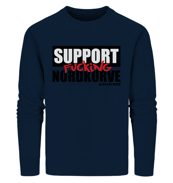 N.O.S.W. BLOCK Fanblock Sweater "SUPPORT FUCKING NORDKURVE" Männer Organic Sweatshirt navy