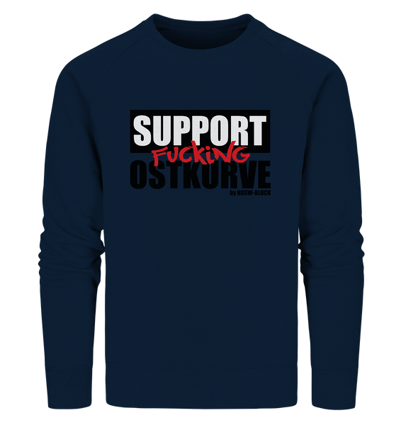 N.O.S.W. BLOCK Fanblock Sweater "SUPPORT FUCKING OSTKURVE" Männer Organic Sweatshirt navy
