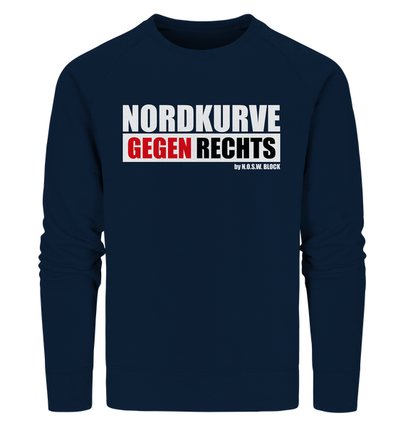 N.O.S.W. BLOCK Gegen Rechts Sweater "NORDKURVE GEGEN RECHTS" Männer Organic Sweatshirt navy