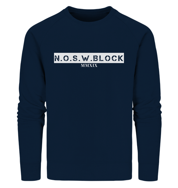N.O.S.W. BLOCK Sweater "MMXIX" Männer Organic Sweatshirt navy