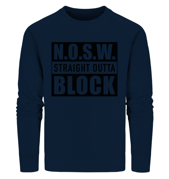 N.O.S.W. BLOCK Sweater "STRAIGHT OUTTA" Männer Organic Sweatshirt navy