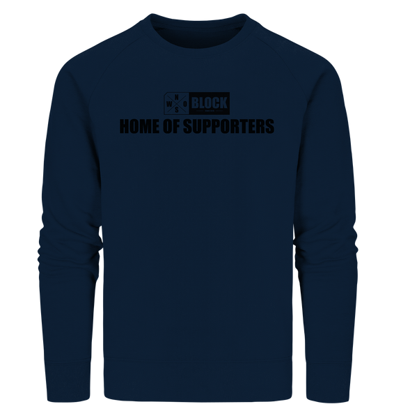 N.O.S.W. BLOCK Hoodie "HOME OF SUPPORTERS" Männer Organic Sweatshirt navy