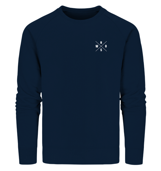 N.O.S.W. BLOCK Sweater "N.O.S.W. ICON" @ Front & Back Männer Organic Sweatshirt navy