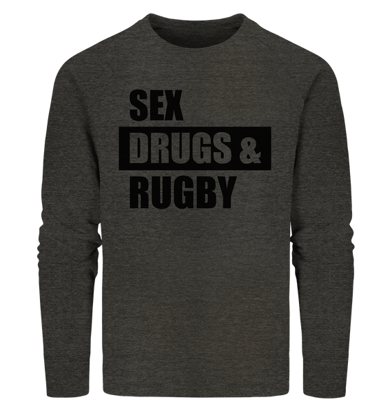 N.O.S.W. BLOCK Fanblock Sweater "SEX, DRUGS & RUGBY" Männer Organic Sweatshirt dark heather grau