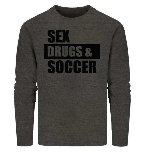 N.O.S.W. BLOCK Fanblock Sweater "SEX, DRUGS & SOCCER" Männer Organic Sweatshirt dark heather grau