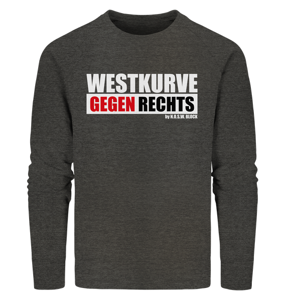 N.O.S.W. BLOCK Gegen Rechts Sweater "WESTKURVE GEGEN RECHTS" Männer Organic Sweatshirt dark heather grau
