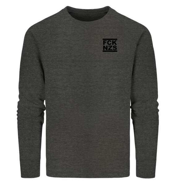 N.O.S.W. BLOCK Gegen Rechts Sweater "FCK NZS" beidseitig bedrucktes Männer Organic Sweatshirt dark heather grau