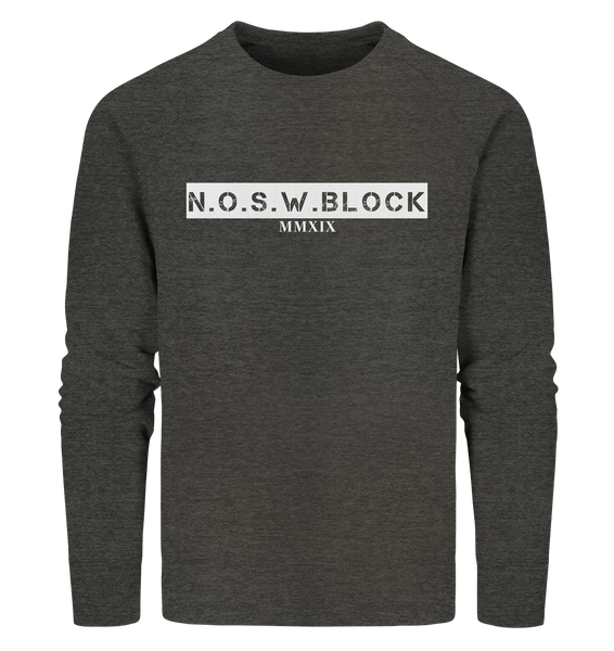 N.O.S.W. BLOCK Sweater "MMXIX" Männer Organic Sweatshirt dark heather grau