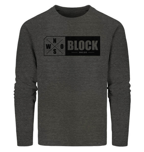 N.O.S.W. BLOCK Logo Sweater Männer Organic Sweatshirt dark heather grau
