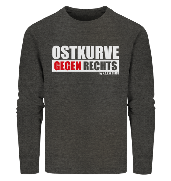 N.O.S.W. BLOCK Gegen Rechts Sweater "OSTKURVE GEGEN RECHTS" Männer Organic Sweatshirt dark heather grau