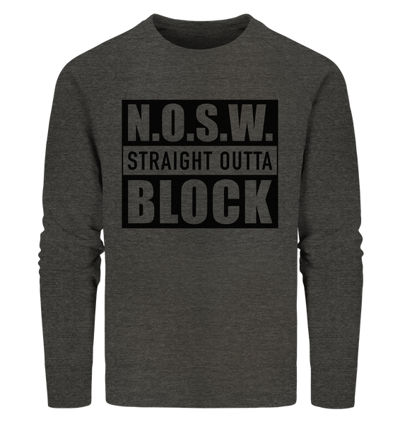 N.O.S.W. BLOCK Sweater "STRAIGHT OUTTA" Männer Organic Sweatshirt dark heather grau