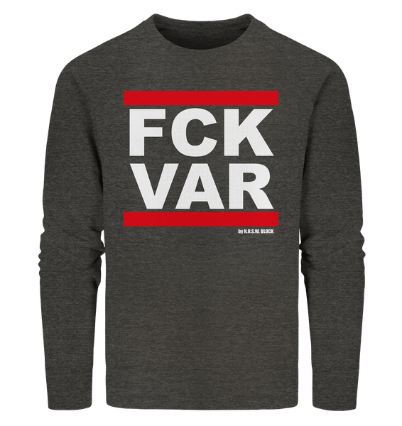 N.O.S.W. BLOCK Fanblock Sweater "FCK VAR" Männer Organic Sweatshirt dark heather grau