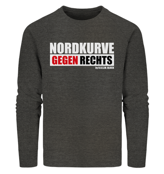 N.O.S.W. BLOCK Gegen Rechts Sweater "NORDKURVE GEGEN RECHTS" Männer Organic Sweatshirt dark heather grau