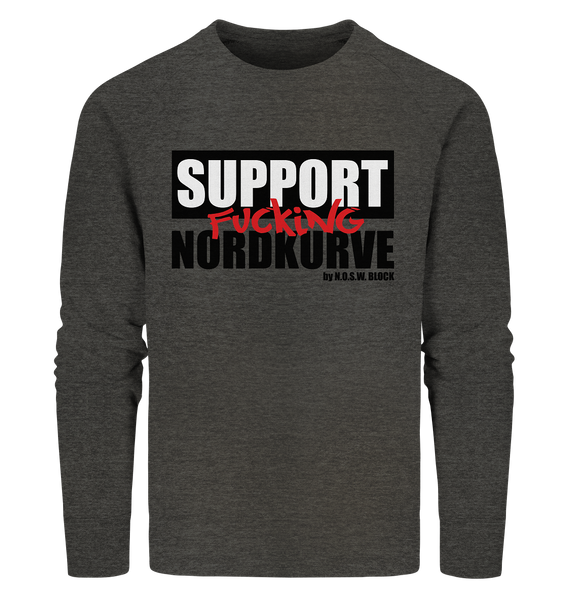 N.O.S.W. BLOCK Fanblock Sweater "SUPPORT FUCKING NORDKURVE" Männer Organic Sweatshirt dunkelgrau