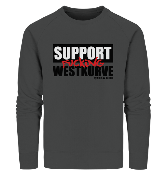 N.O.S.W. BLOCK Fanblock Sweater "SUPPORT FUCKING WESTKURVE" Männer Organic Sweatshirt anthrazit